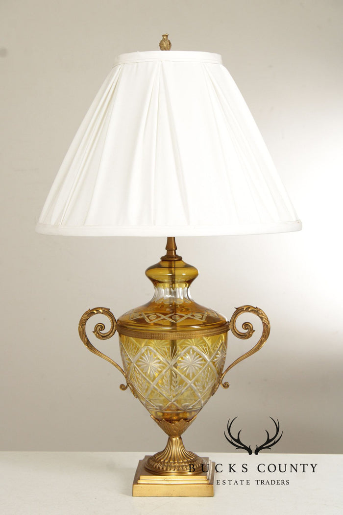 Ethan Allen Amber Glass Urn Table Lamp