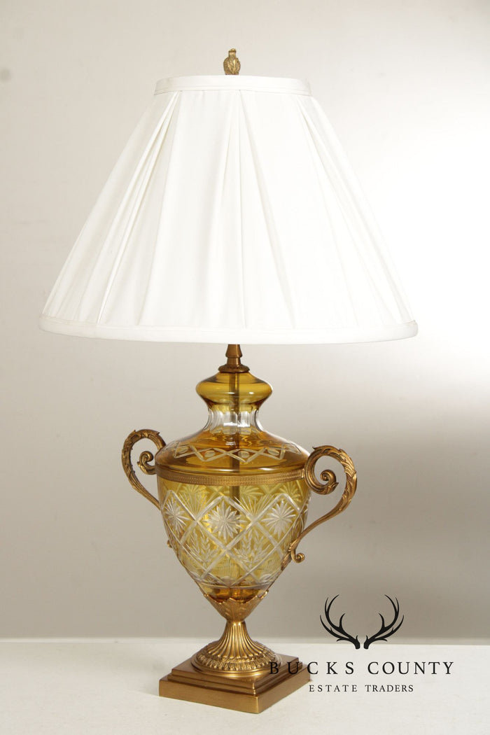 Ethan Allen Amber Glass Urn Table Lamp