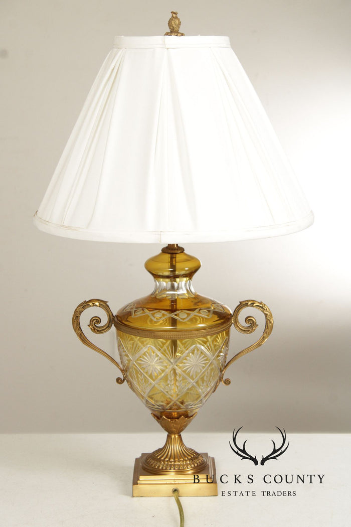 Ethan Allen Amber Glass Urn Table Lamp