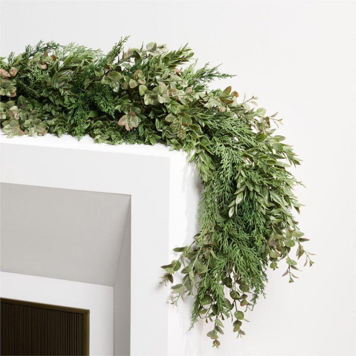 Faux Pre-Lit Cedar & Boxwood Garland 6'