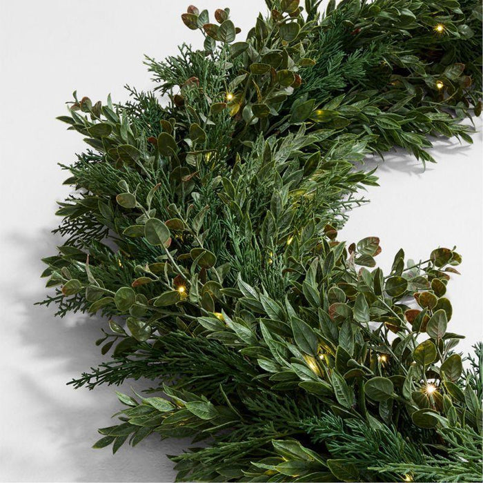 Faux Pre-Lit Cedar & Boxwood Garland 6'