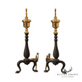 Federal Style Brass and Cast Iron Pair of Andirons