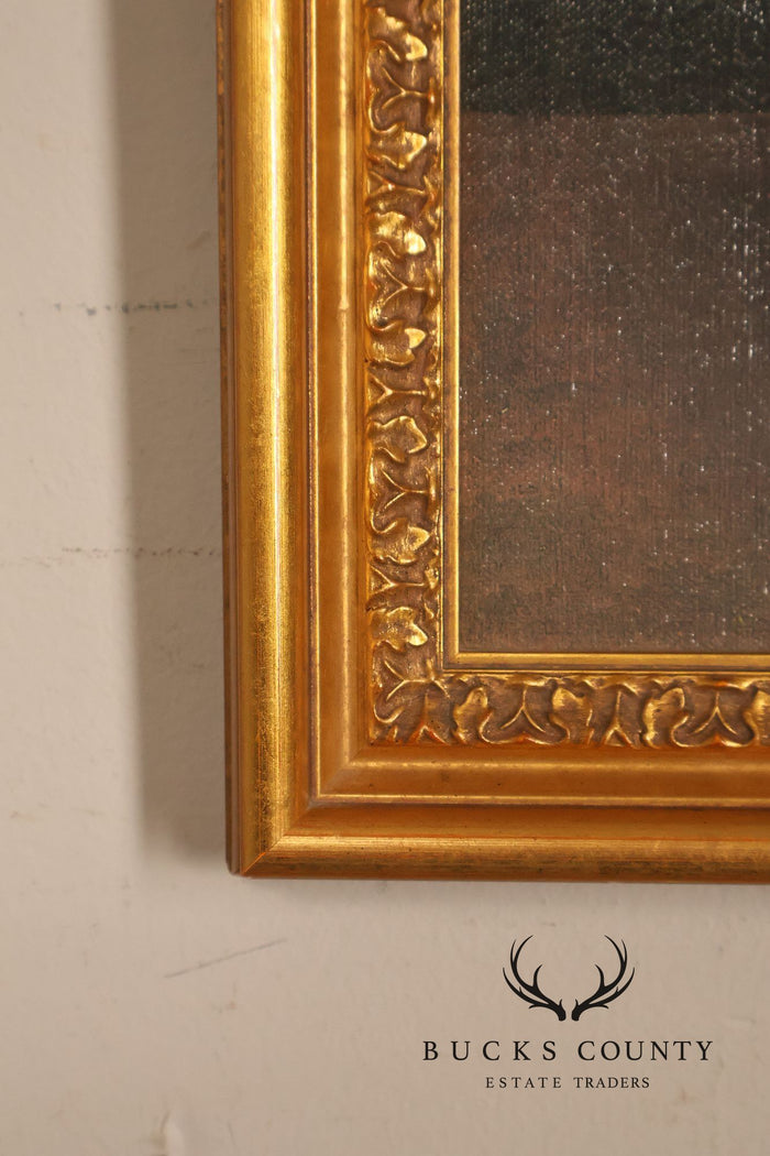 Framed Girl With Basket Of Flowers Print After An American Folk Portrait