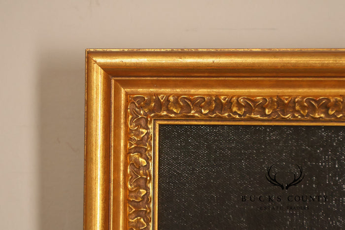 Framed Girl With Basket Of Flowers Print After An American Folk Portrait