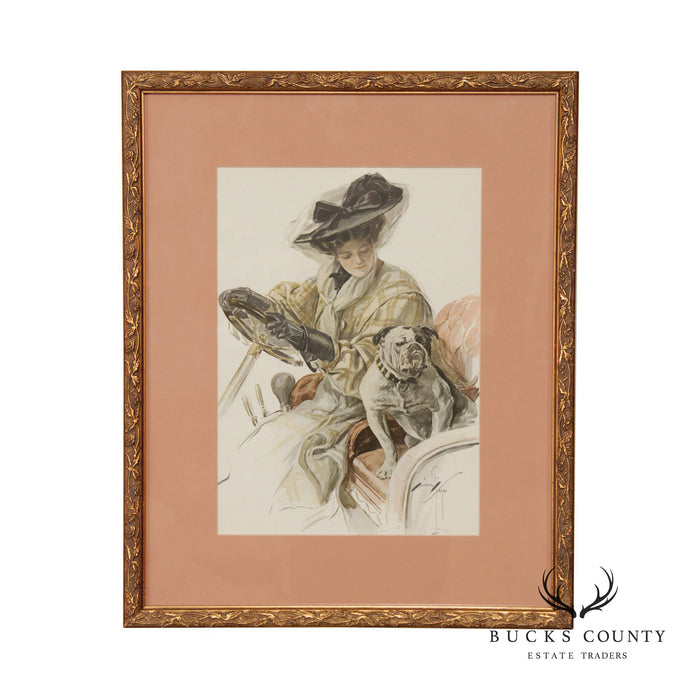 Harrison Fisher 'A Lucky Dog' Illustration Art Print