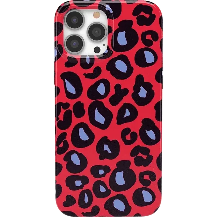 Into the Wild | Red & Blue Leopard Print Case iPhone Case get.casely Classic + MagSafe® iPhone 13 Pro