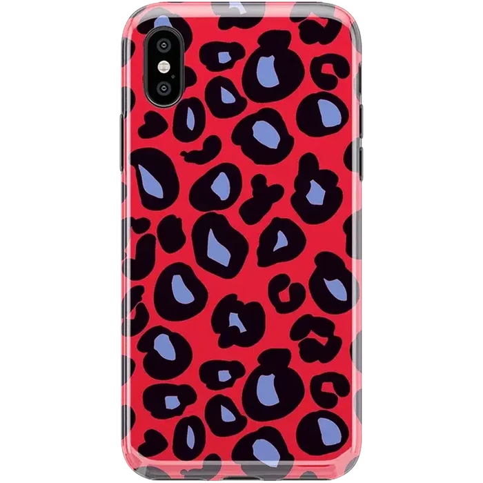 Into the Wild | Red & Blue Leopard Print Case iPhone Case get.casely Classic iPhone XS Max
