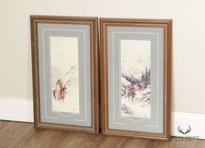Mary Selfridge Pair Native American Art Prints, Custom Framed