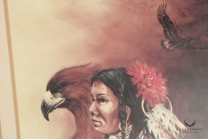 Mary Selfridge Pair Native American Portrait Prints, Custom Framed
