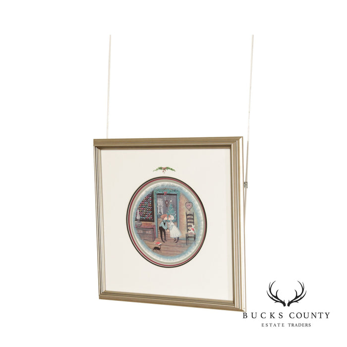 Pat Buckley Moss 'Under the Mistletoe' OffSet Lithograph