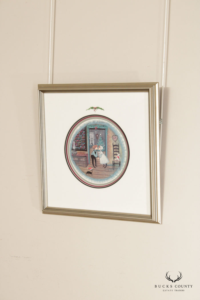 Pat Buckley Moss 'Under the Mistletoe' OffSet Lithograph