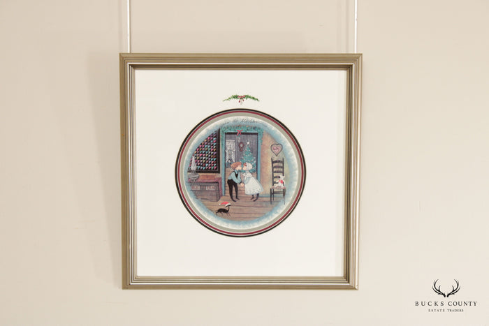Pat Buckley Moss 'Under the Mistletoe' OffSet Lithograph