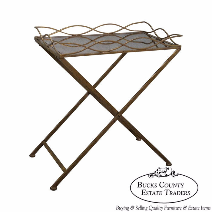 Regency Style Gilt Metal Mirror Top Serving Table