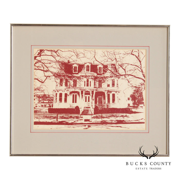 Shelley Simon Framed Linocut, Historic Cape May Douglas Gregory House