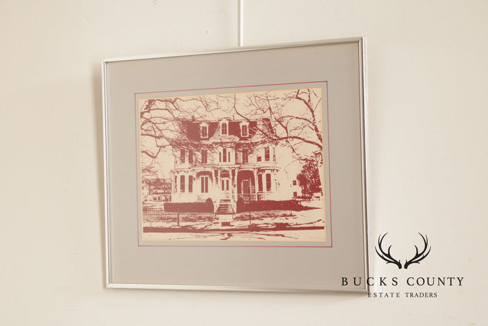Shelley Simon Framed Linocut, Historic Cape May Douglas Gregory House