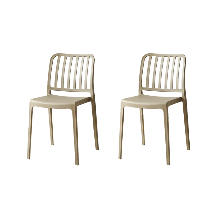 Silla Brooklyn, Taupe, Con espaldar en rayas y diseño minimalista  X2