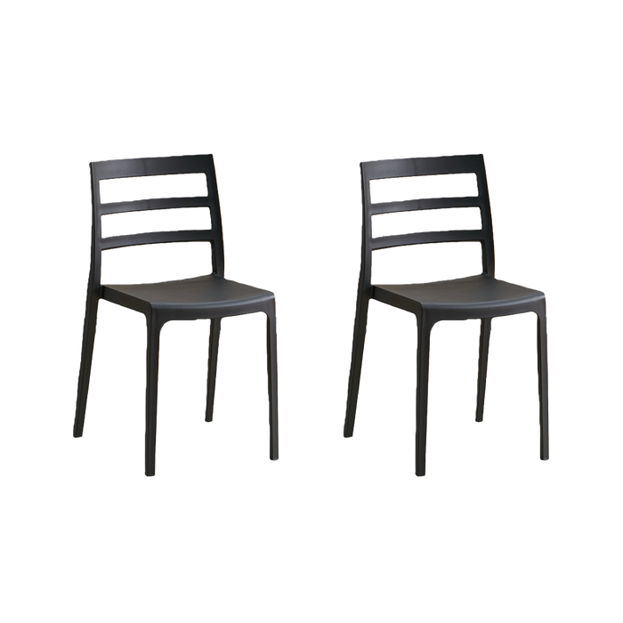 Silla New York, Negro, Con espaldar en líneas y diseño minimalista X2