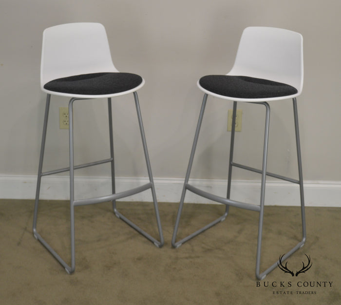 Steelcase Coalesse Enea Lottus Pair Sculpted Sled Bar Stools