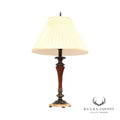 Traditional Bronze, Wood and Marble Candlestick Table Lamp