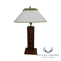 Vintage Hand Carved Rose Flower Mixed Wood Lamp