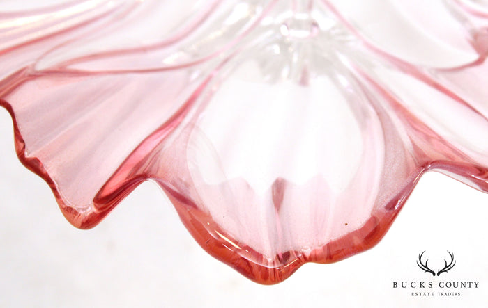 Vintage Petal Glass Pedestal Compote Dish