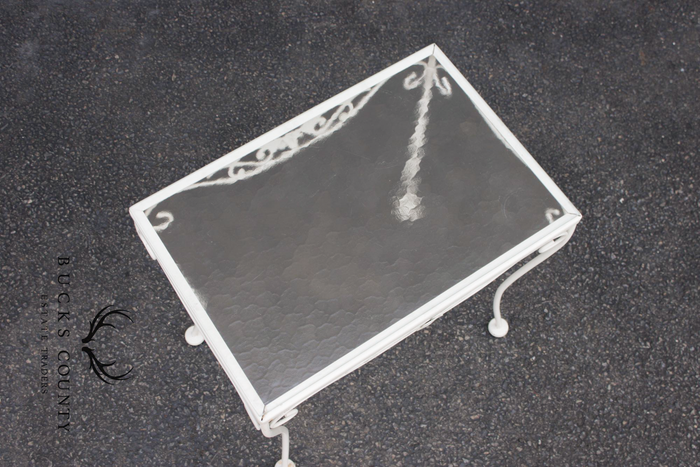 Vintage Wrought Iron And Glass Patio Side Table
