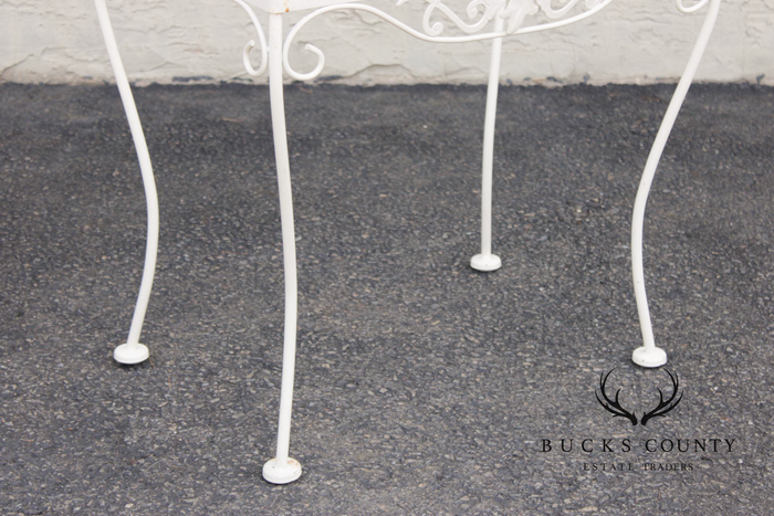Vintage Wrought Iron And Glass Patio Side Table