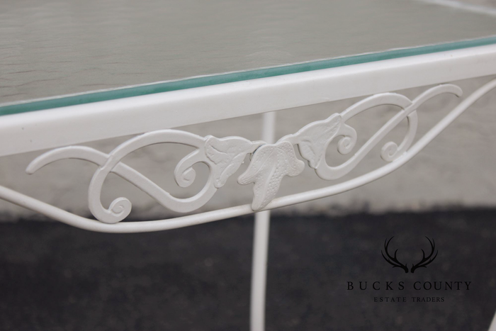 Vintage Wrought Iron And Glass Patio Side Table