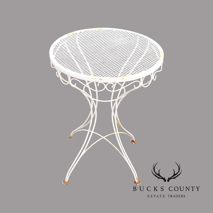 Vintage Wrought Iron Round Outdoor Garden Accent Table