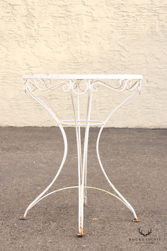 Vintage Wrought Iron Round Outdoor Garden Accent Table
