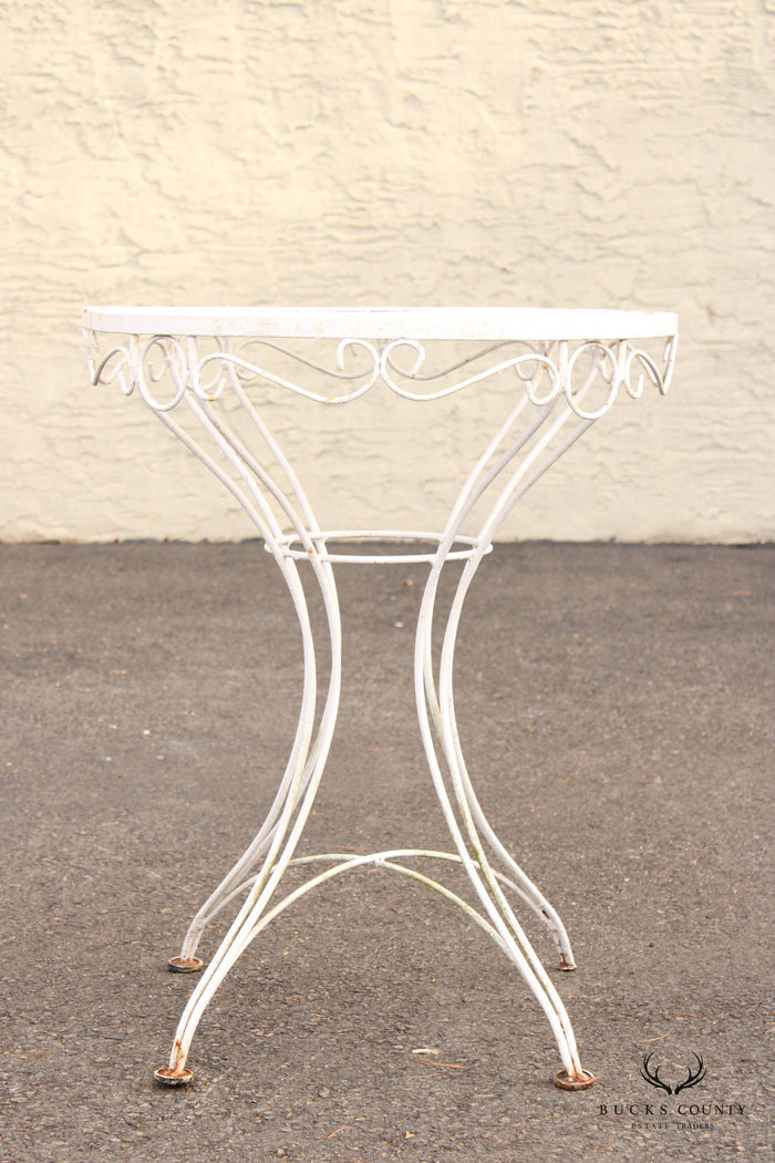Vintage Wrought Iron Round Outdoor Garden Accent Table