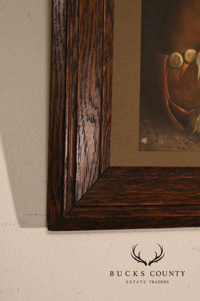Wood Framed Lithograph Artwork "Treasure Jar" by E. Irving Couse
