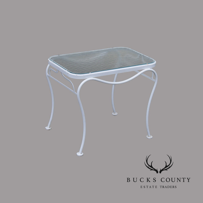 Woodard Glass Top Wrought Iron Patio Side Table