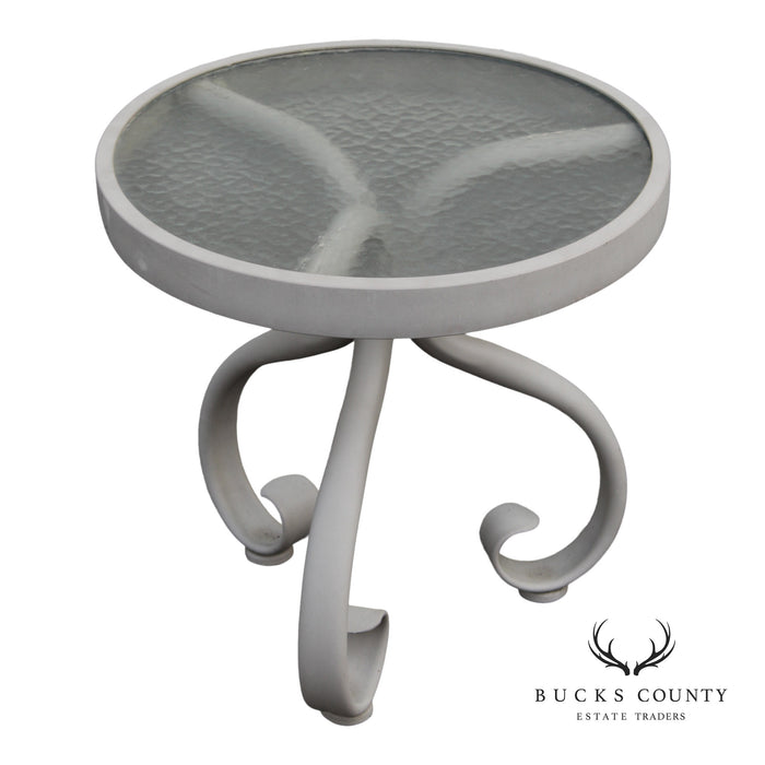 Woodard 'Ramsgate' Glass Top Aluminum Outdoor Round Patio Side Table