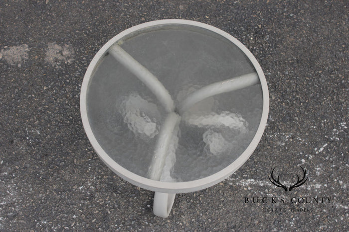 Woodard 'Ramsgate' Glass Top Aluminum Outdoor Round Patio Side Table